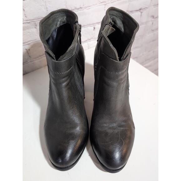 KBR Brown Gray Zip Detail Leather Booties Italy, Women Size 38.5 (8-8.5) Moto - Picture 7 of 12